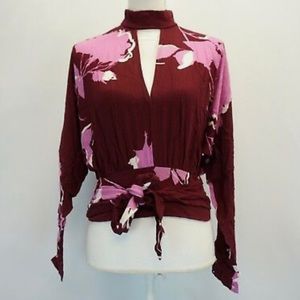 Free People Plum Floral Blouse